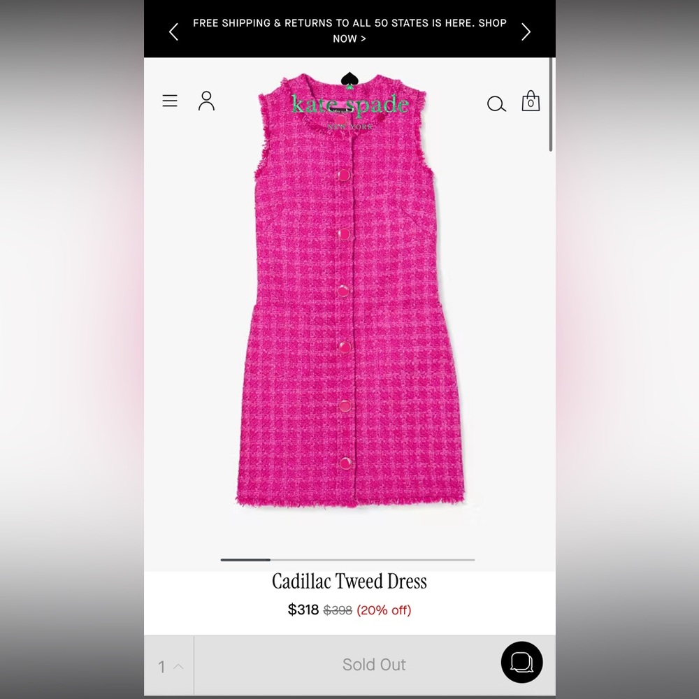 Kate Spade Vibrant Pink Tweed Dress